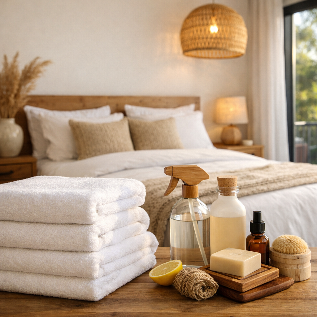 Towels, eco products and a premium Airbnb room prepared by ClairNet